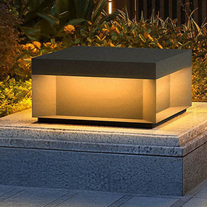 Modern Minimalist Stainless Steel Frosted Glass Square LED Outdoor Light For Garden