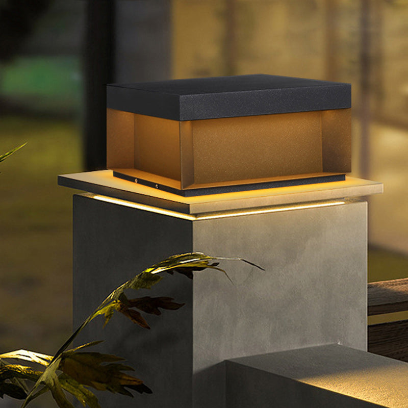 Modern Minimalist Stainless Steel Frosted Glass Square LED Outdoor Light For Garden