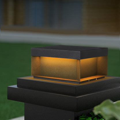 Modern Minimalist Stainless Steel Frosted Glass Square LED Outdoor Light For Garden