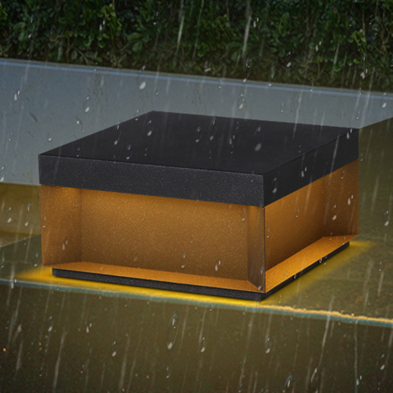 Modern Minimalist Stainless Steel Frosted Glass Square LED Outdoor Light For Garden