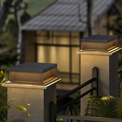 Modern Minimalist Stainless Steel Frosted Glass Square LED Outdoor Light For Garden