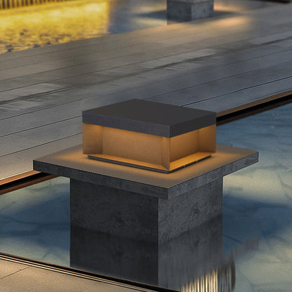 Modern Minimalist Stainless Steel Frosted Glass Square LED Outdoor Light For Garden