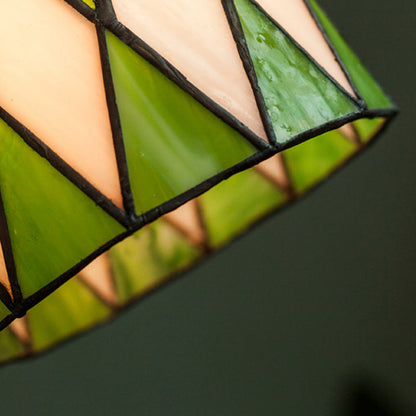 Traditional Chinese Brass Glass Wood Lattice-Round 1-Light Pendant Light For Bedroom & Living Room