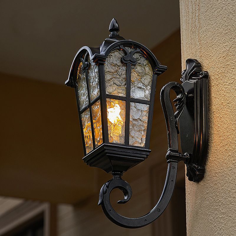 Contemporary Nordic Aluminum Glass Curved-Square 1-Light Wall Sconce Lamp For Outdoor