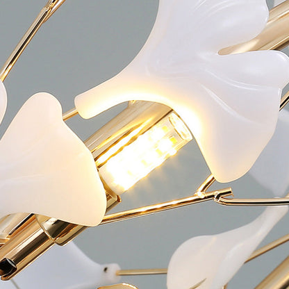 Contemporary Creative Acrylic Aluminum Ginkgo Branch 10/12/15-Light Chandelier For Bedroom