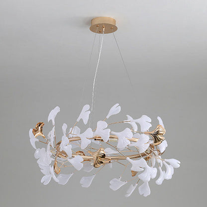 Contemporary Creative Acrylic Aluminum Ginkgo Branch 10/12/15-Light Chandelier For Bedroom