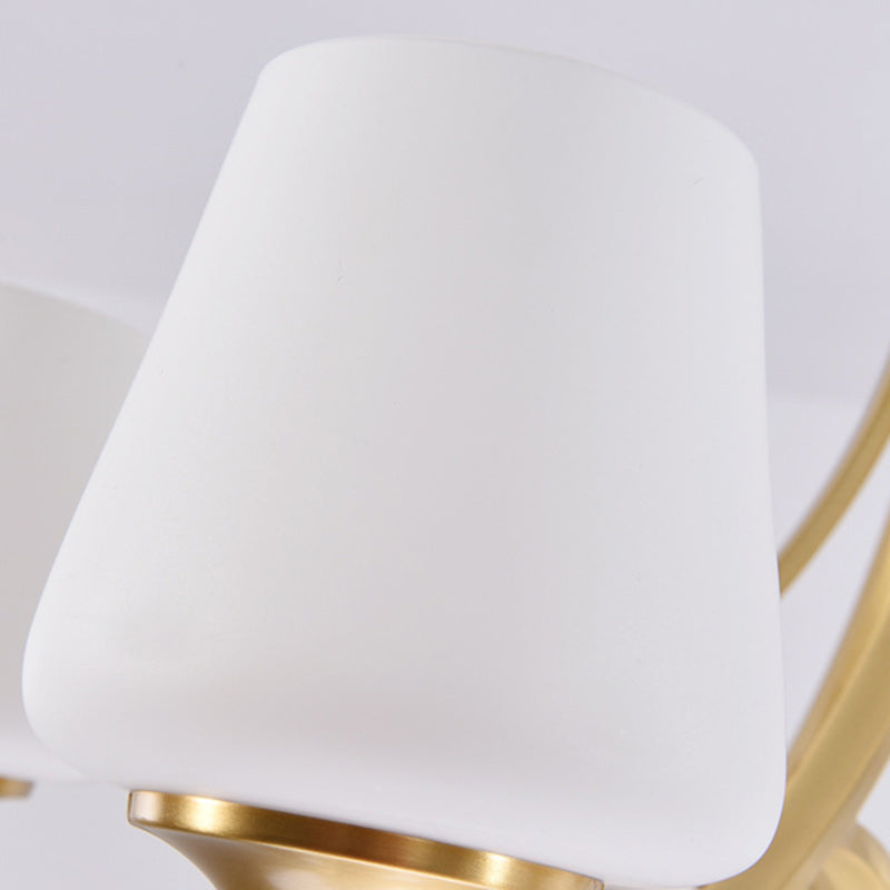 Traditional Vintage Glass Brass Branching Cylinder 3/6/8/10-Light Chandelier For Living Room
