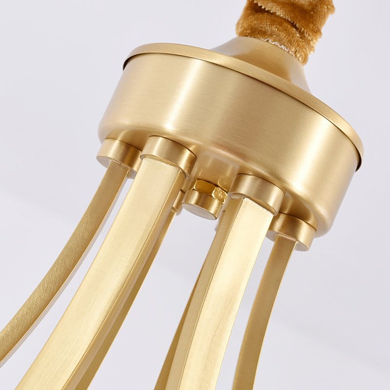 Traditional Vintage Glass Brass Branching Cylinder 3/6/8/10-Light Chandelier For Living Room