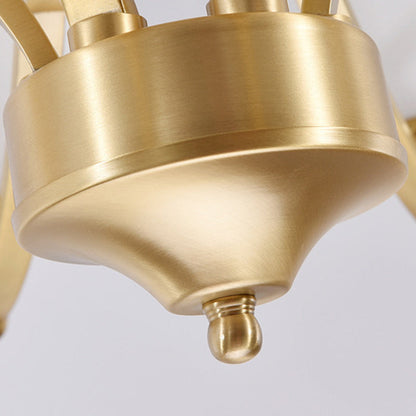 Traditional Vintage Glass Brass Branching Cylinder 3/6/8/10-Light Chandelier For Living Room