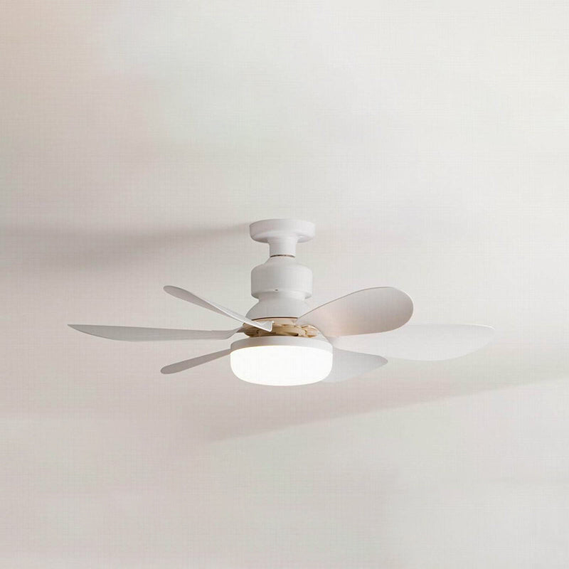 Modern Minimalist PP PC ABS Semi-Round 1-Light Semi-Flush Mount Ceiling Fan Light For Bedroom & Living Room