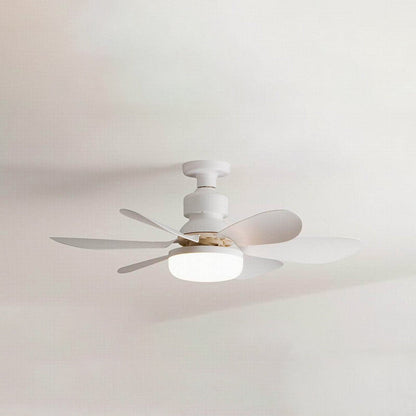 Modern Minimalist PP PC ABS Semi-Round 1-Light Semi-Flush Mount Ceiling Fan Light For Bedroom & Living Room