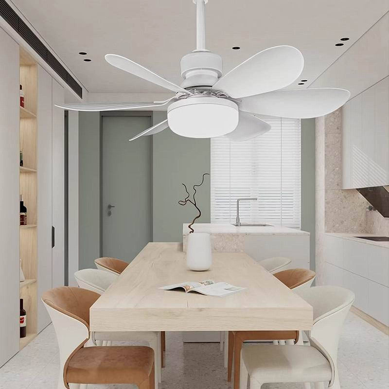 Modern Minimalist PP PC ABS Semi-Round 1-Light Semi-Flush Mount Ceiling Fan Light For Bedroom & Living Room