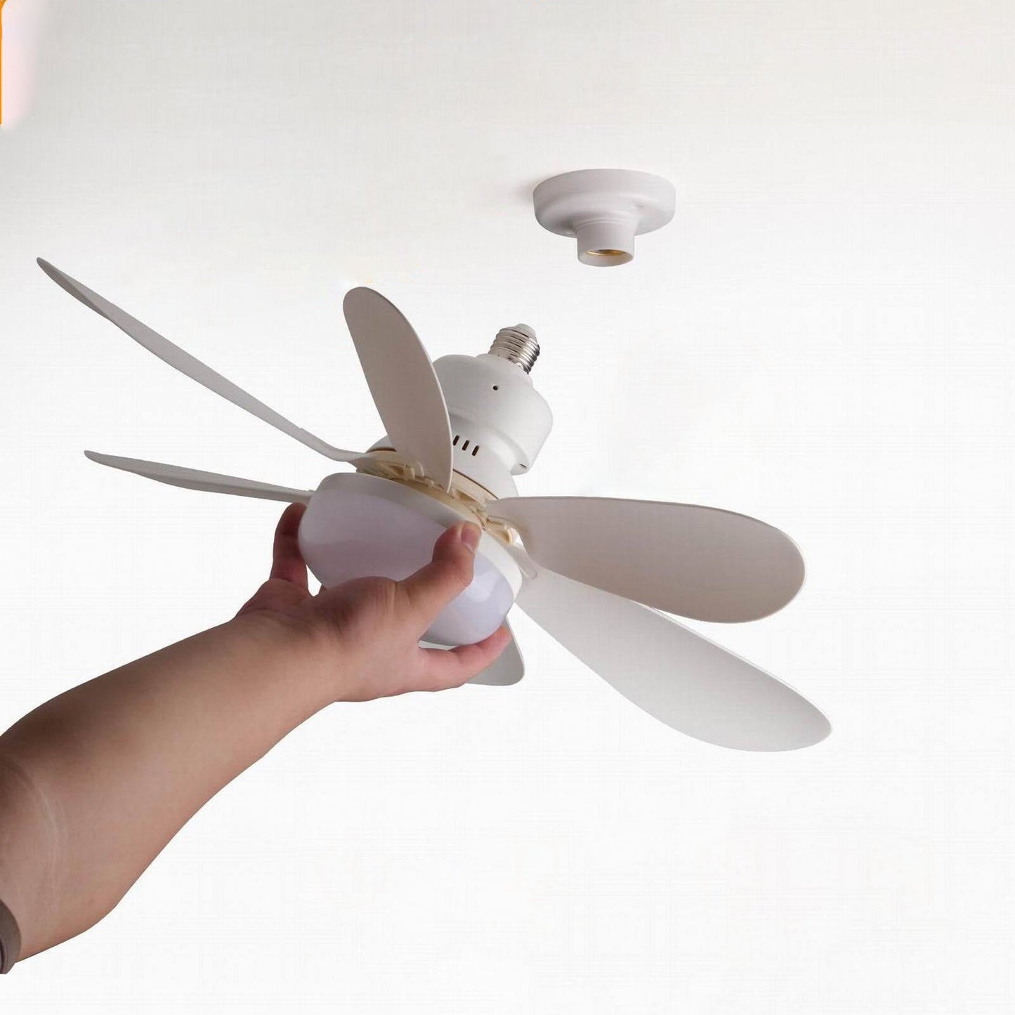 Modern Minimalist PP PC ABS Semi-Round 1-Light Semi-Flush Mount Ceiling Fan Light For Bedroom & Living Room