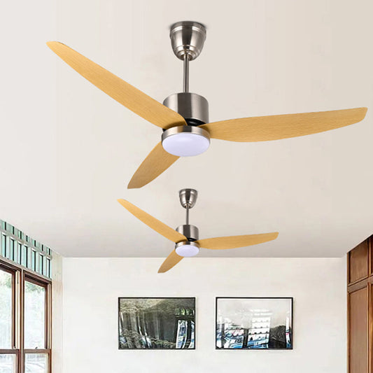 Contemporary Scandinavian Iron ABS Acrylic Round LED Semi-Flush Mount Ceiling Fan Light For Bedroom