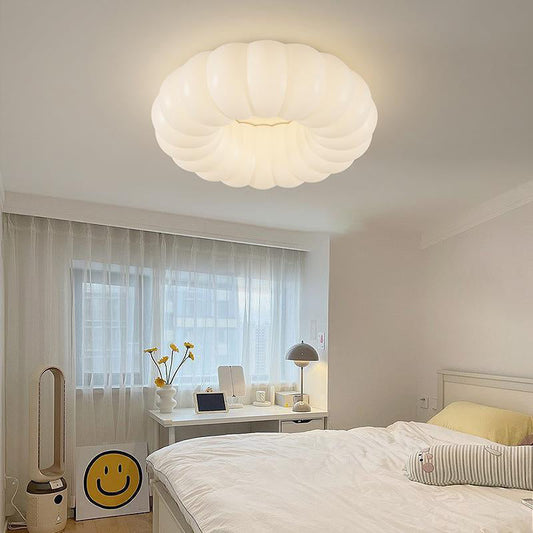 Contemporary Creative Iron Acrylic Ruffled Cream LED Flush Mount Ceiling Light For Bedroom