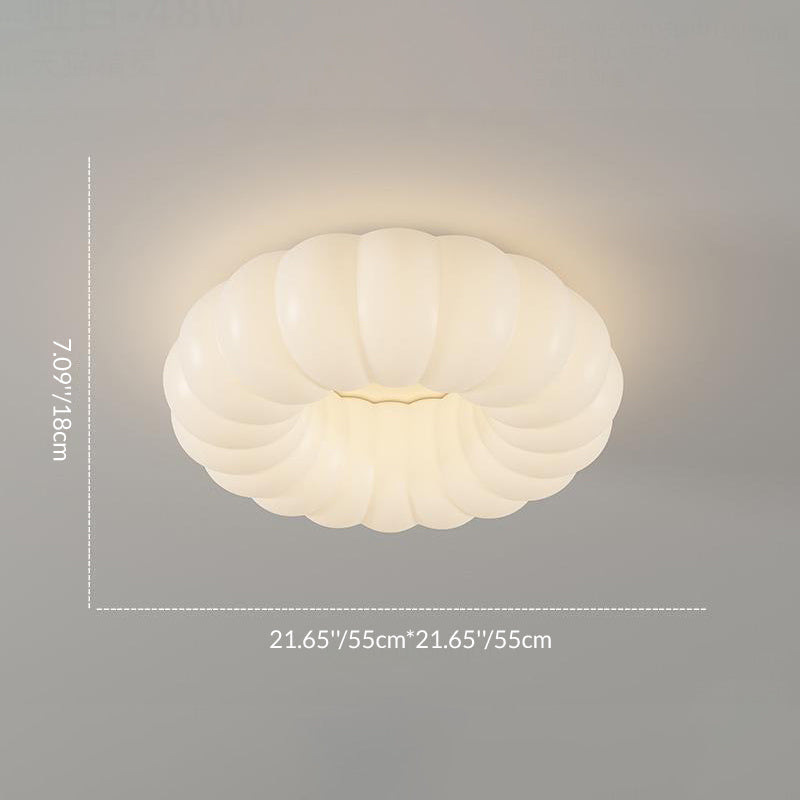 Contemporary Creative Iron Acrylic Ruffled Cream LED Flush Mount Ceiling Light For Bedroom