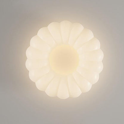 Contemporary Creative Iron Acrylic Ruffled Cream LED Flush Mount Ceiling Light For Bedroom