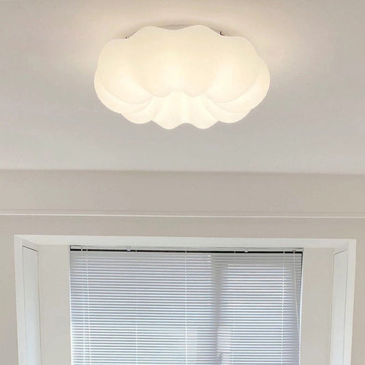Modern Minimalist PE Iron Cloud Shape Round LED Flush Mount Ceiling Light For Bedroom