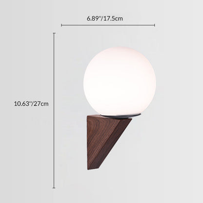 Traditional Chinese Glass Iron Triangular Globe 1-Light Wall Sconce Lamp For Bedroom