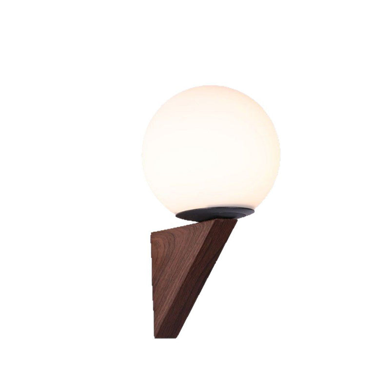 Traditional Chinese Glass Iron Triangular Globe 1-Light Wall Sconce Lamp For Bedroom