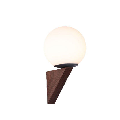 Traditional Chinese Glass Iron Triangular Globe 1-Light Wall Sconce Lamp For Bedroom