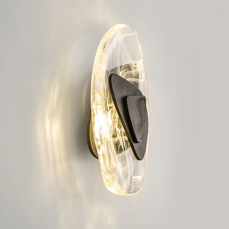Contemporary Creative Glass Iron Triangular Oval LED Wall Sconce Lamp For Bedroom