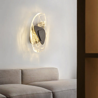 Contemporary Creative Glass Iron Triangular Oval LED Wall Sconce Lamp For Bedroom