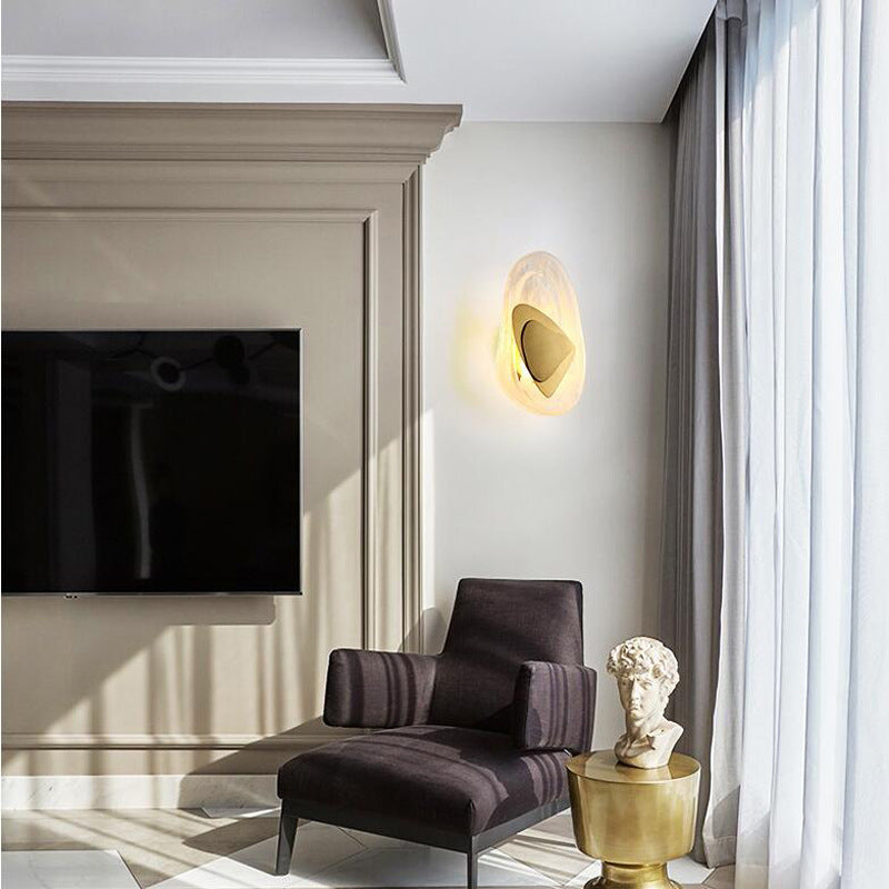 Contemporary Creative Glass Iron Triangular Oval LED Wall Sconce Lamp For Bedroom