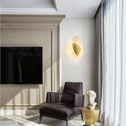 Contemporary Creative Glass Iron Triangular Oval LED Wall Sconce Lamp For Bedroom