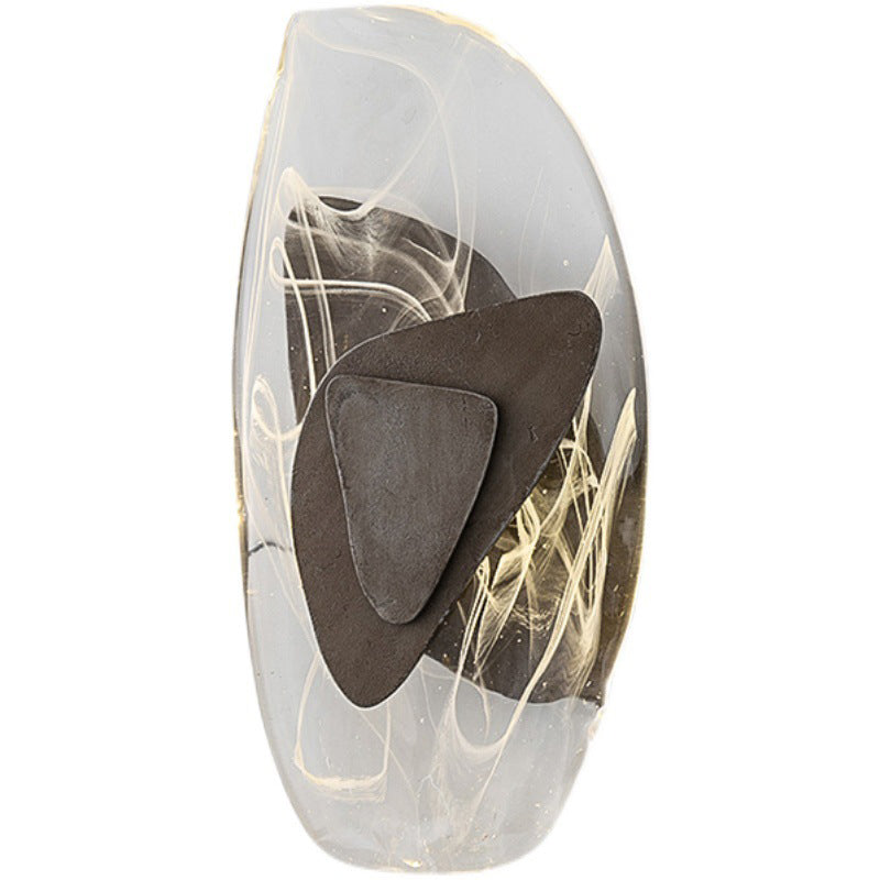 Contemporary Creative Glass Iron Triangular Oval LED Wall Sconce Lamp For Bedroom