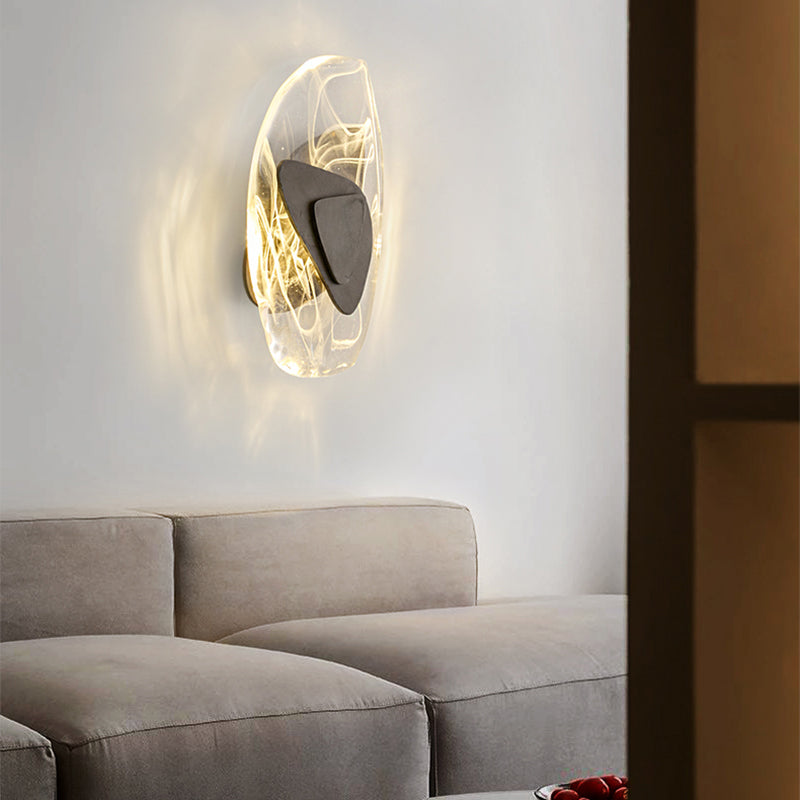 Contemporary Creative Glass Iron Triangular Oval LED Wall Sconce Lamp For Bedroom