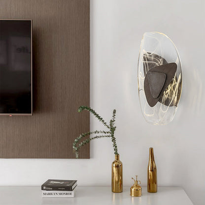 Contemporary Creative Glass Iron Triangular Oval LED Wall Sconce Lamp For Bedroom