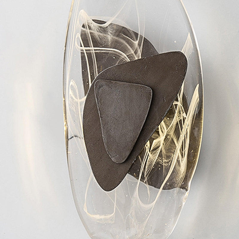 Contemporary Creative Glass Iron Triangular Oval LED Wall Sconce Lamp For Bedroom