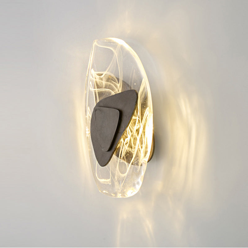 Contemporary Creative Glass Iron Triangular Oval LED Wall Sconce Lamp For Bedroom