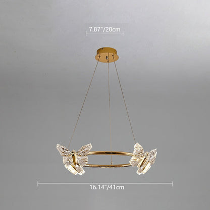 Modern Luxury Acrylic Aluminum Butterfly Ring Round LED Chandelier For Living Room