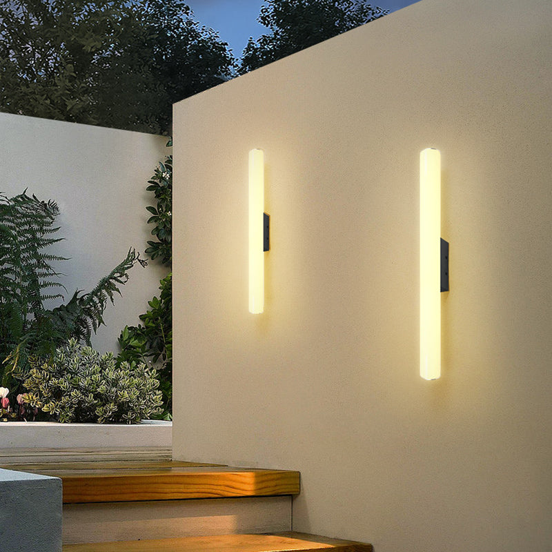 Modern Minimalist Acrylic Aluminum Cylindrical Strip LED Wall Sconce Lamp For Outdoor