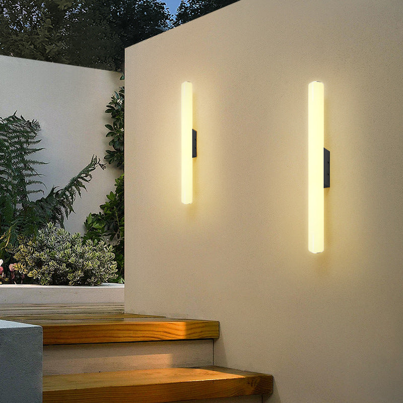 Modern Minimalist Acrylic Aluminum Cylindrical Strip LED Wall Sconce Lamp For Outdoor