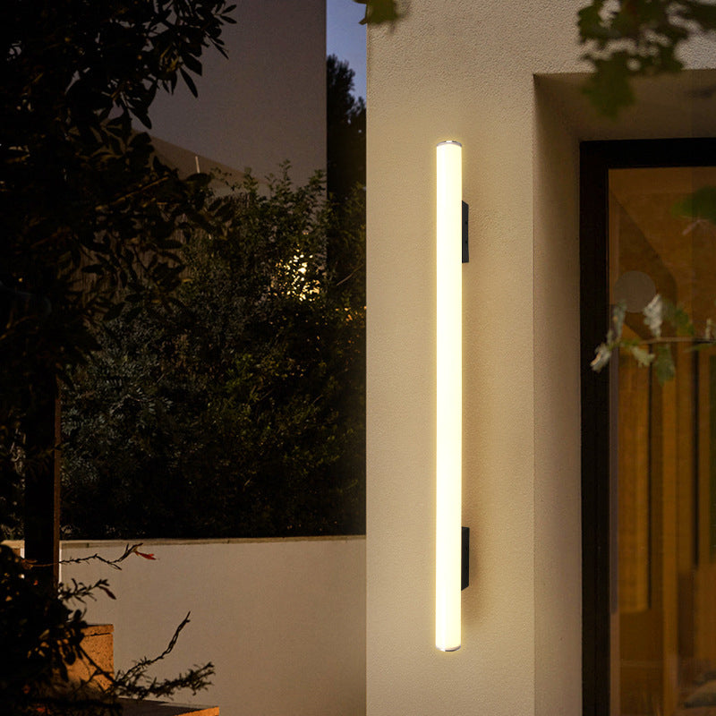 Modern Minimalist Acrylic Aluminum Cylindrical Strip LED Wall Sconce Lamp For Outdoor