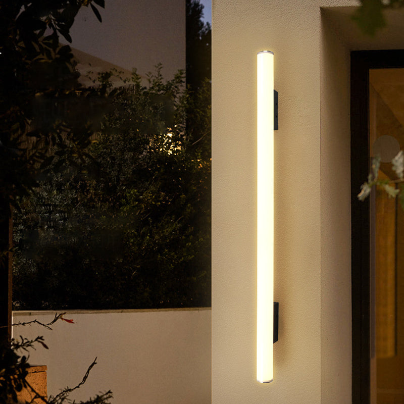 Modern Minimalist Acrylic Aluminum Cylindrical Strip LED Wall Sconce Lamp For Outdoor