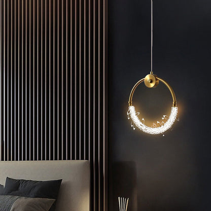 مصباح LED دائري معاصر من الكريستال النحاسي الإسكندنافي لغرفة المعيشة