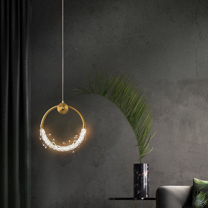 مصباح LED دائري معاصر من الكريستال النحاسي الإسكندنافي لغرفة المعيشة