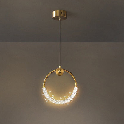 مصباح LED دائري معاصر من الكريستال النحاسي الإسكندنافي لغرفة المعيشة
