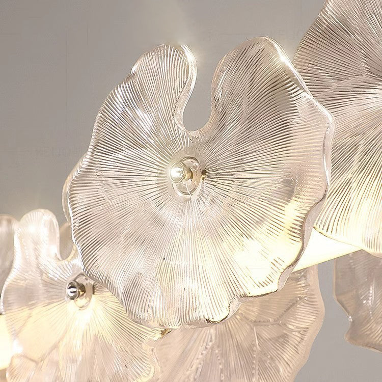 Contemporary Creative Glass Iron Lotus-Shaped Round 8-Light Chandelier For Living Room