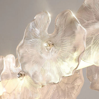 Contemporary Creative Glass Iron Lotus-Shaped Round 8-Light Chandelier For Living Room