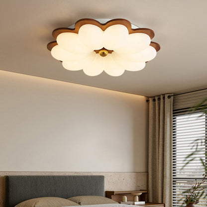 Traditional Vintage PE Iron Floral Round LED Flush Mount Ceiling Light For Bedroom