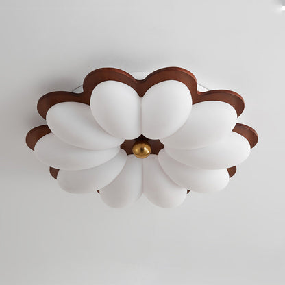 Traditional Vintage PE Iron Floral Round LED Flush Mount Ceiling Light For Bedroom