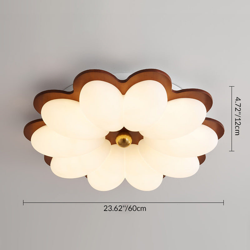 Traditional Vintage PE Iron Floral Round LED Flush Mount Ceiling Light For Bedroom