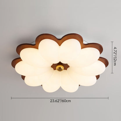 Traditional Vintage PE Iron Floral Round LED Flush Mount Ceiling Light For Bedroom