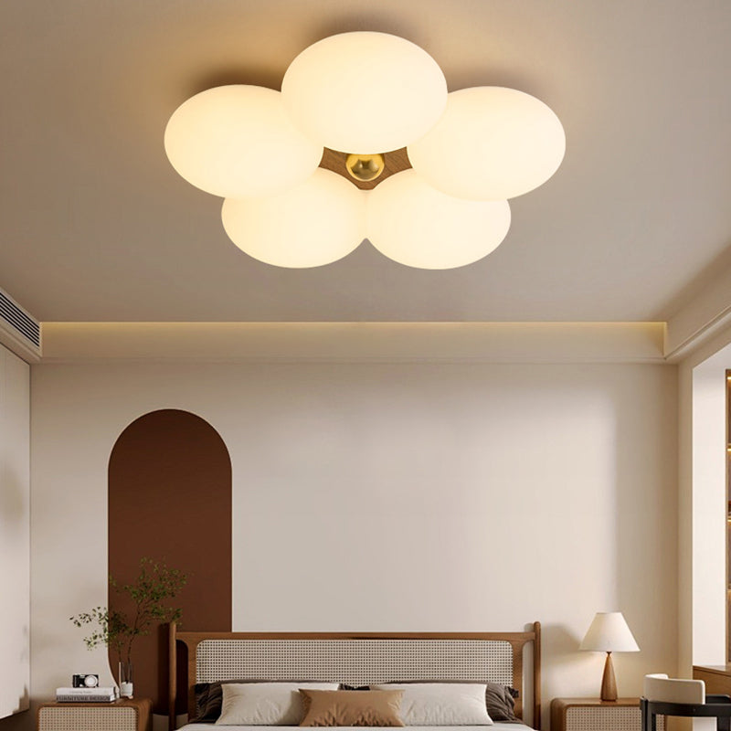 Traditional Vintage PE Iron Floral Round LED Flush Mount Ceiling Light For Bedroom
