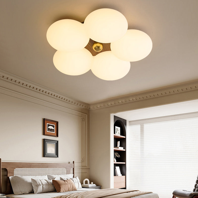 Traditional Vintage PE Iron Floral Round LED Flush Mount Ceiling Light For Bedroom